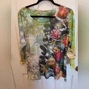 Colorful Holiday Print Women's Top